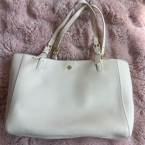 Tory Burch White Cream Robinson Tote